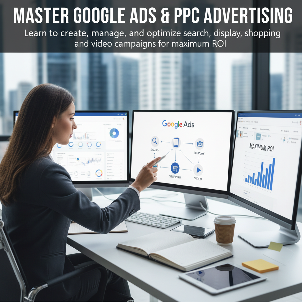Digital marketing course materials and laptop
