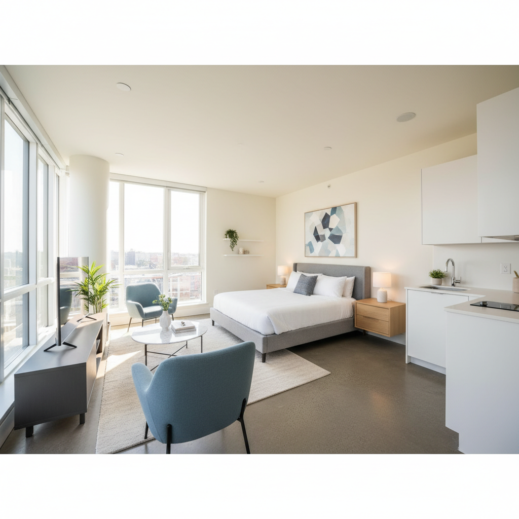 Modern 2 bedroom apartment living room interior