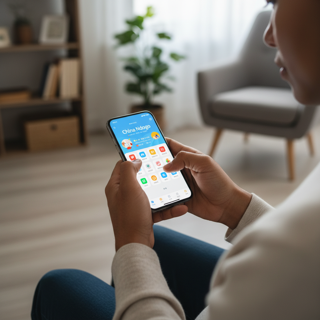 Person using China Ndogo app on smartphone